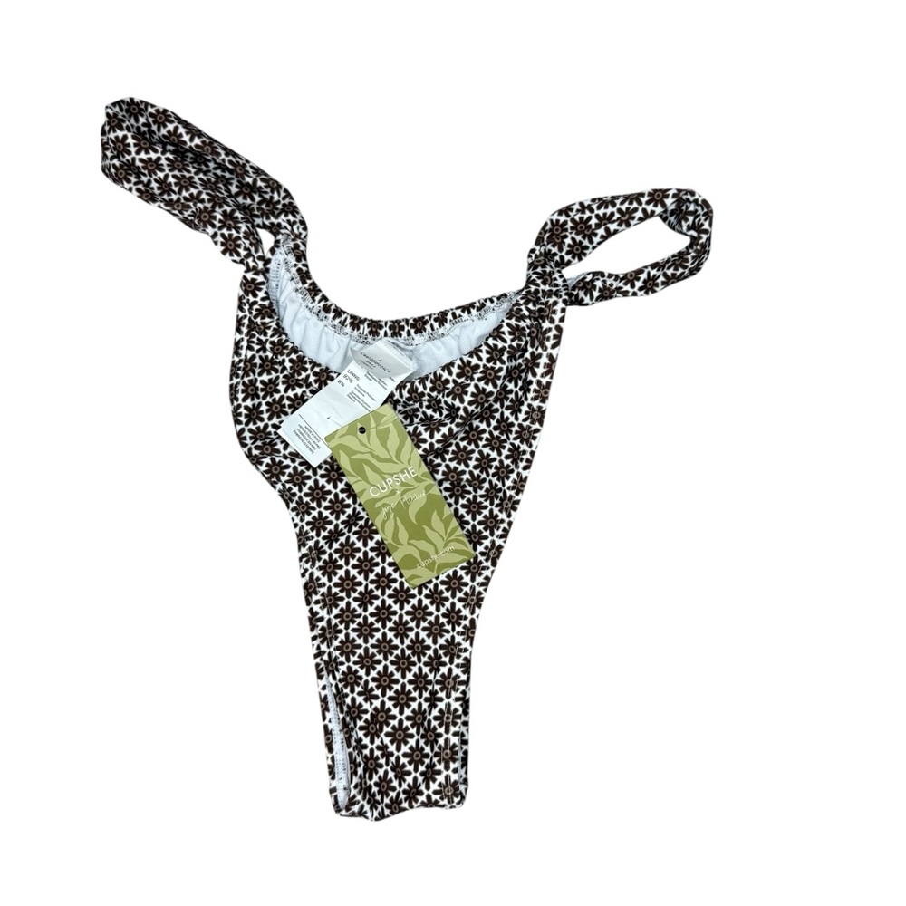 Cupshe x JOJO Fletcher Geometric Brown and White Swimwear Size Large Bottoms